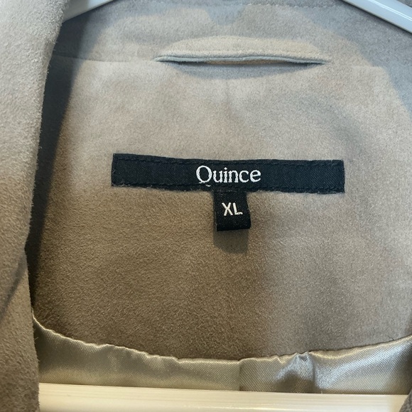 Quince 100% Suede Goat Leather Asymmetrical Zip Moto Jacket in Light Tan Size XL - Picture 13 of 16